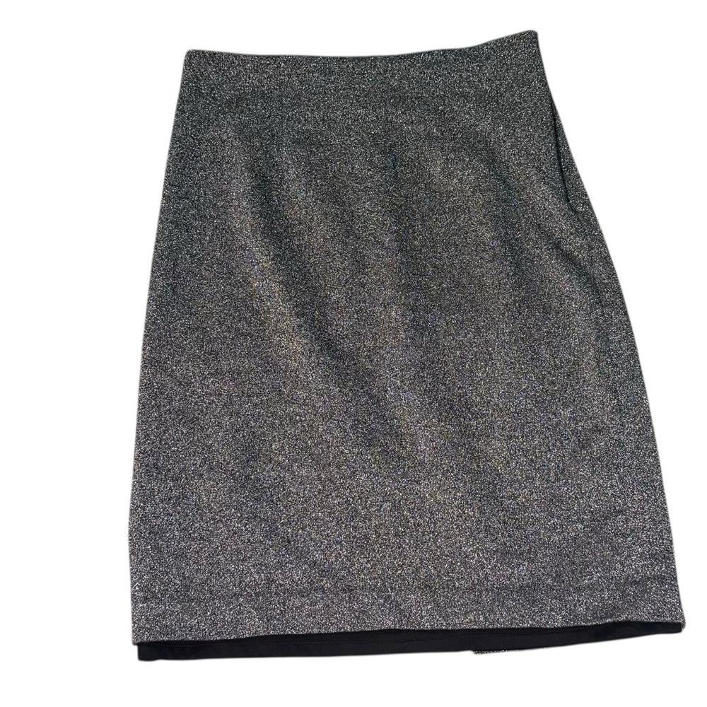 Size 12 Metallic Silver Pencil Glitter Skirt Lined Sparkle Work Party Holiday